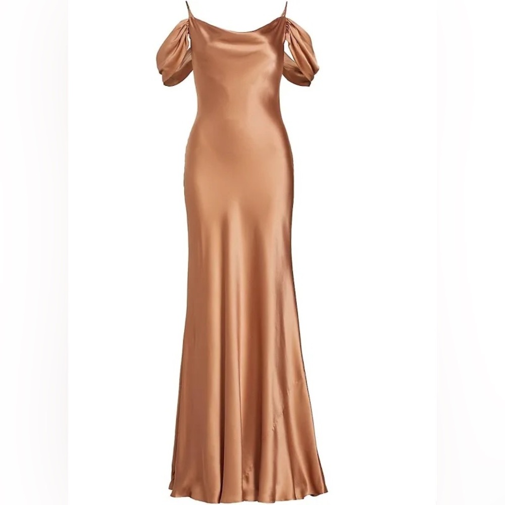 L'Agence Kenna Cowl Neck Cold Shoulder 100% Silk Dress NWT
